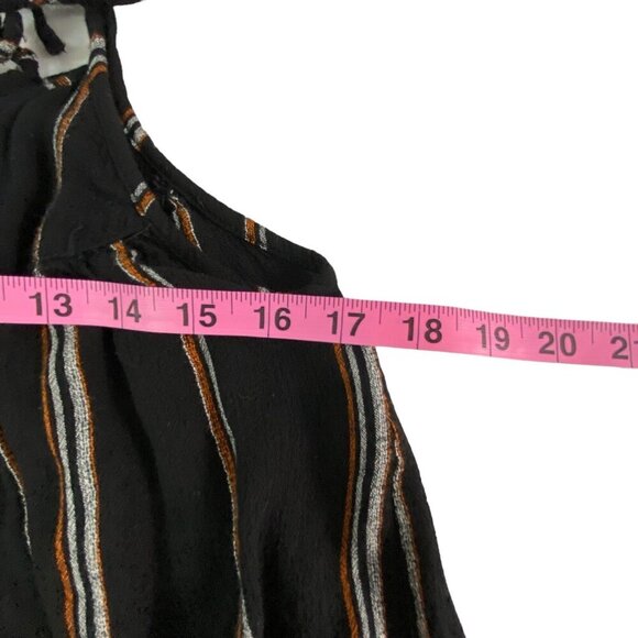 Women Layered Mini Sundress Size M Black REVEL Tie Shoulder Straps Stripe 65-10 - Picture 9 of 14